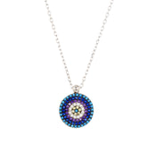 Stylish Design Evil Eye 925 Sterling Silver Necklace studded with Turquoise CZ